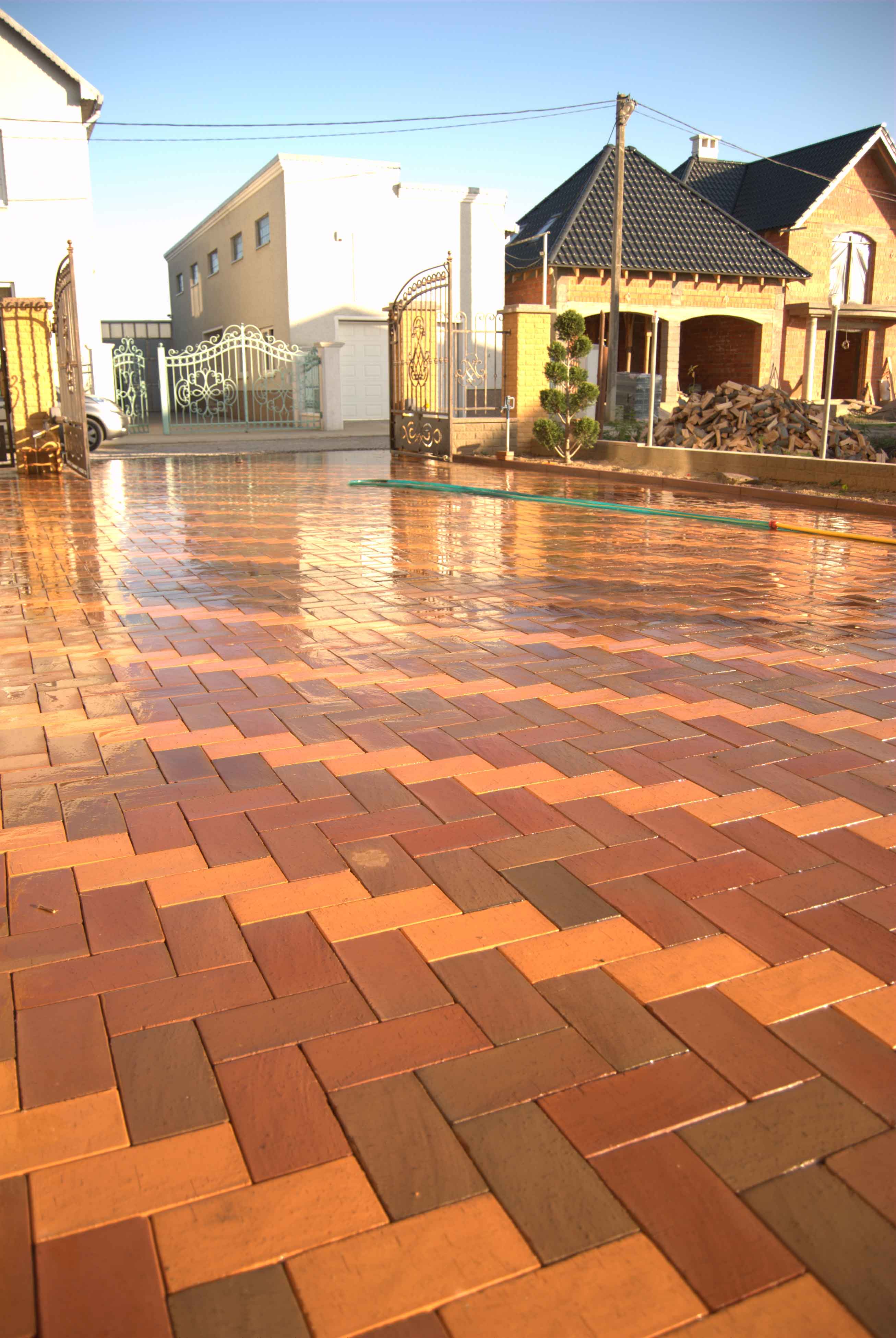 Клинкерная брусчатка Янтарь и Магма Гранит